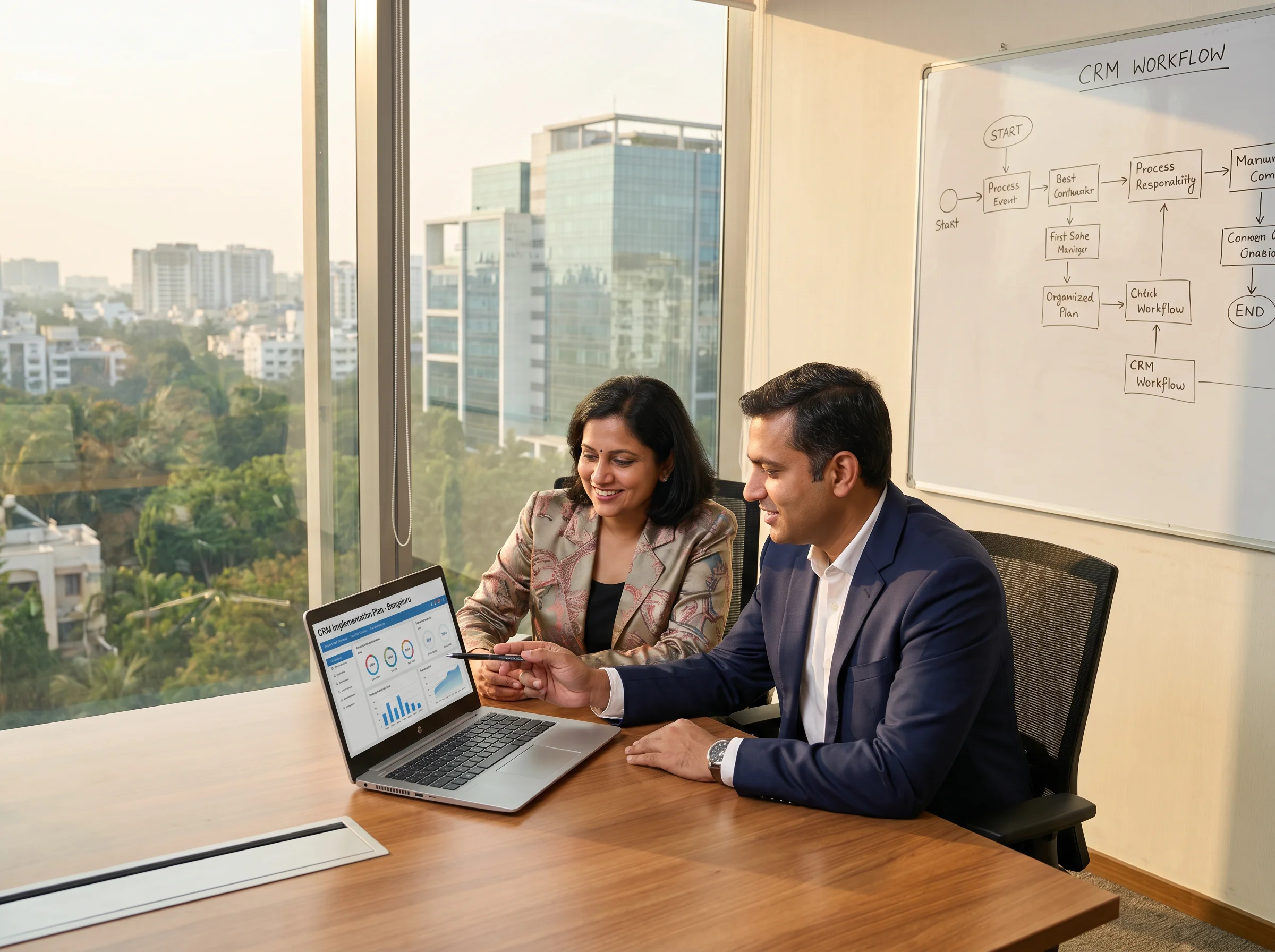 Anna One Tech founders discussing CRM implementation strategy